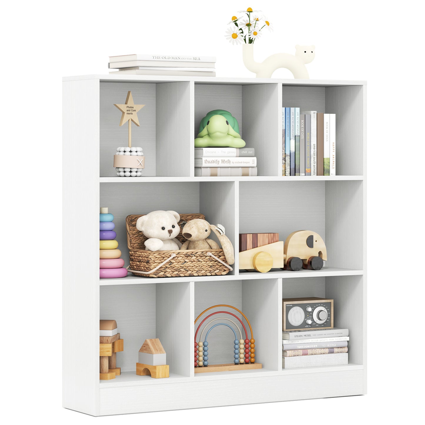 41 Inches 8-Cube Freestanding Bookcase for Kids-White Kids Crystal