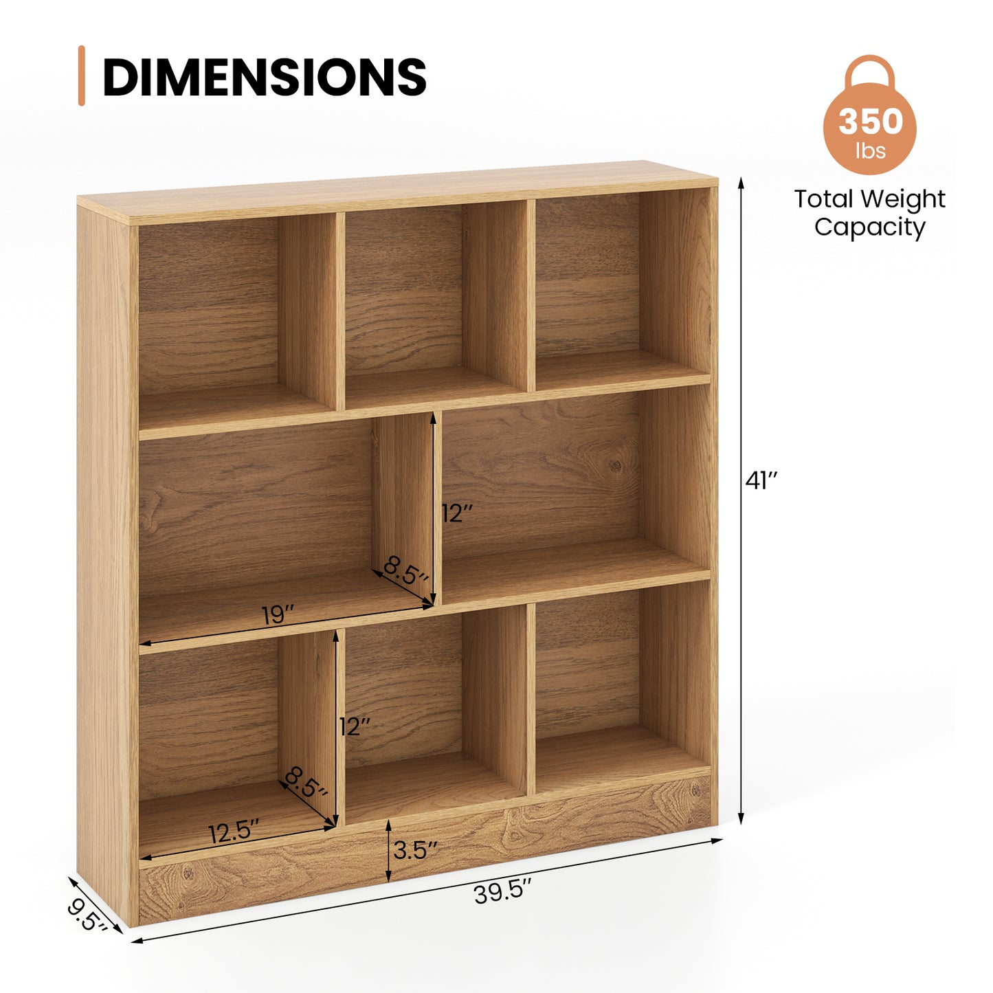41 Inches 8-Cube Freestanding Bookcase for Kids-Natural Kids Crystal