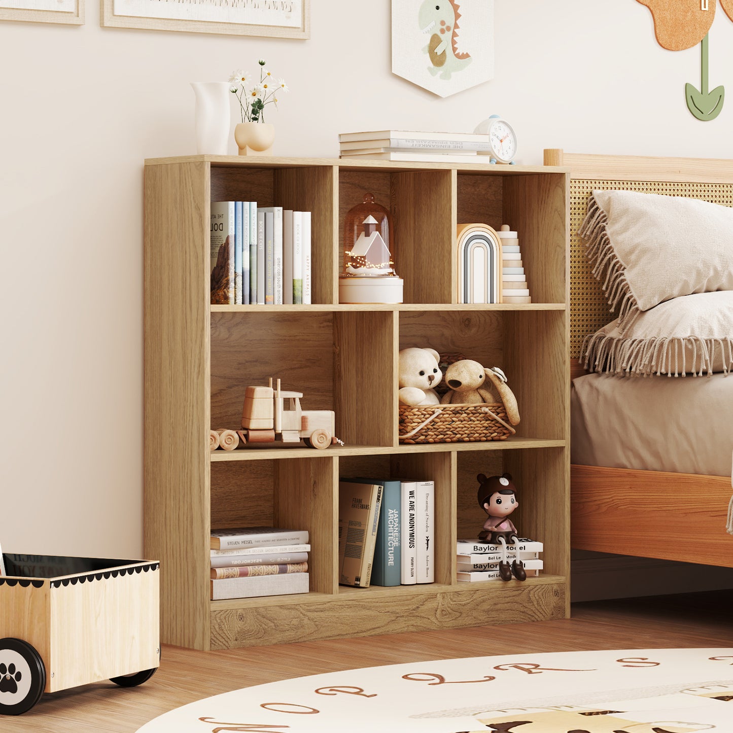 41 Inches 8-Cube Freestanding Bookcase for Kids-Natural Kids Crystal