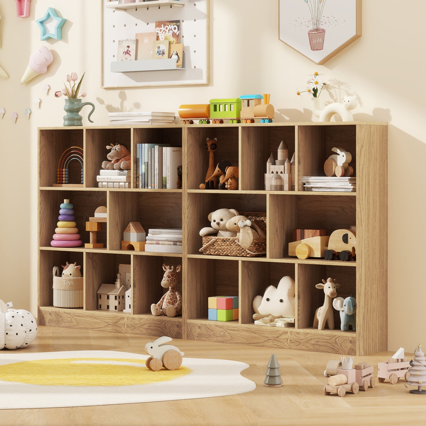 41 Inches 8-Cube Freestanding Bookcase for Kids-Natural Kids Crystal