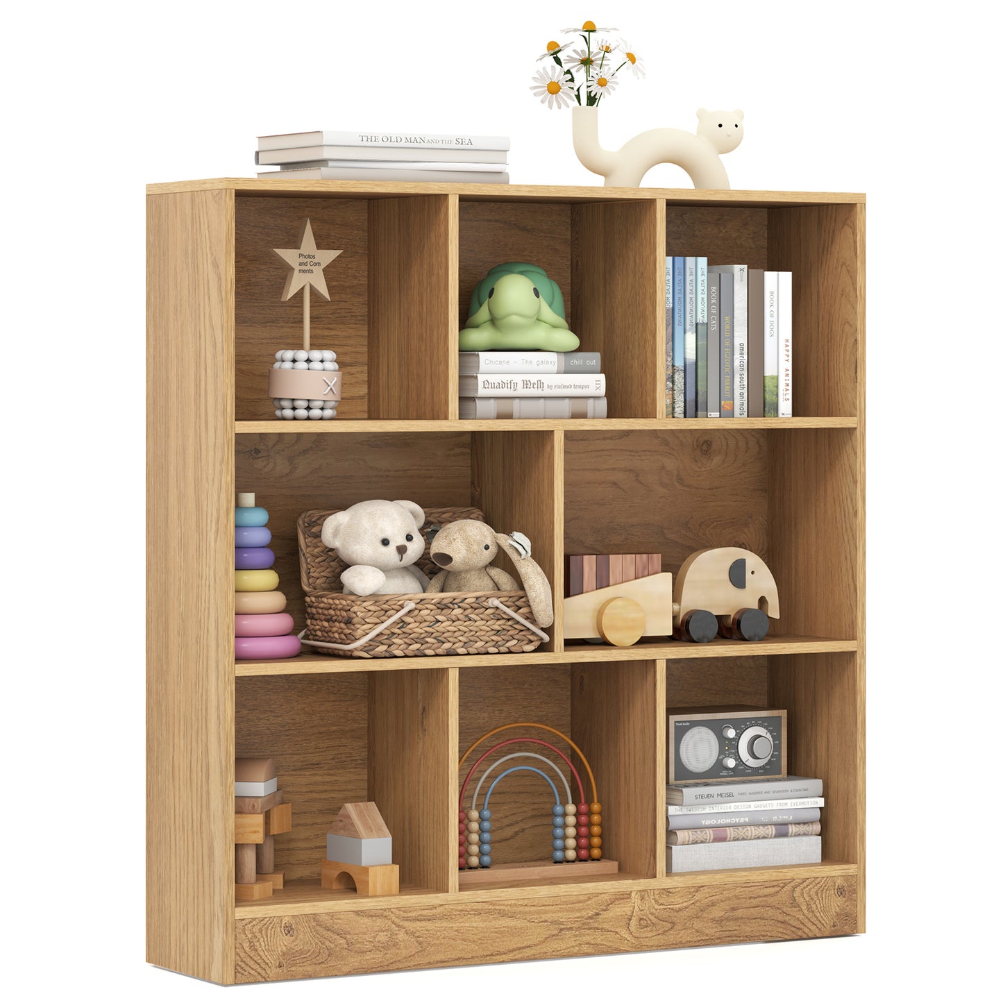 41 Inches 8-Cube Freestanding Bookcase for Kids-Natural Kids Crystal