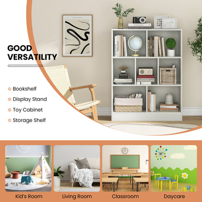 7-Section Freestanding Bookshelf for Kids Room Classroom Daycare Nursery-White