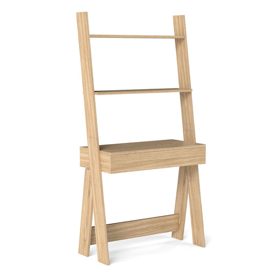 Ladder Shelf Desk Bookcase with Countertop Drawer and 2 Shelves-Natural Kids Crystal