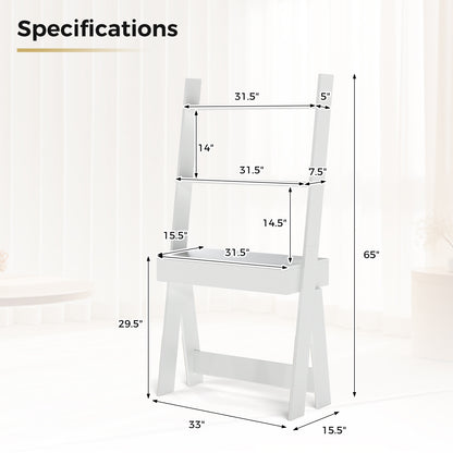 Ladder Shelf Desk with Countertop Drawer and Anti-Toppling Device-Oak
