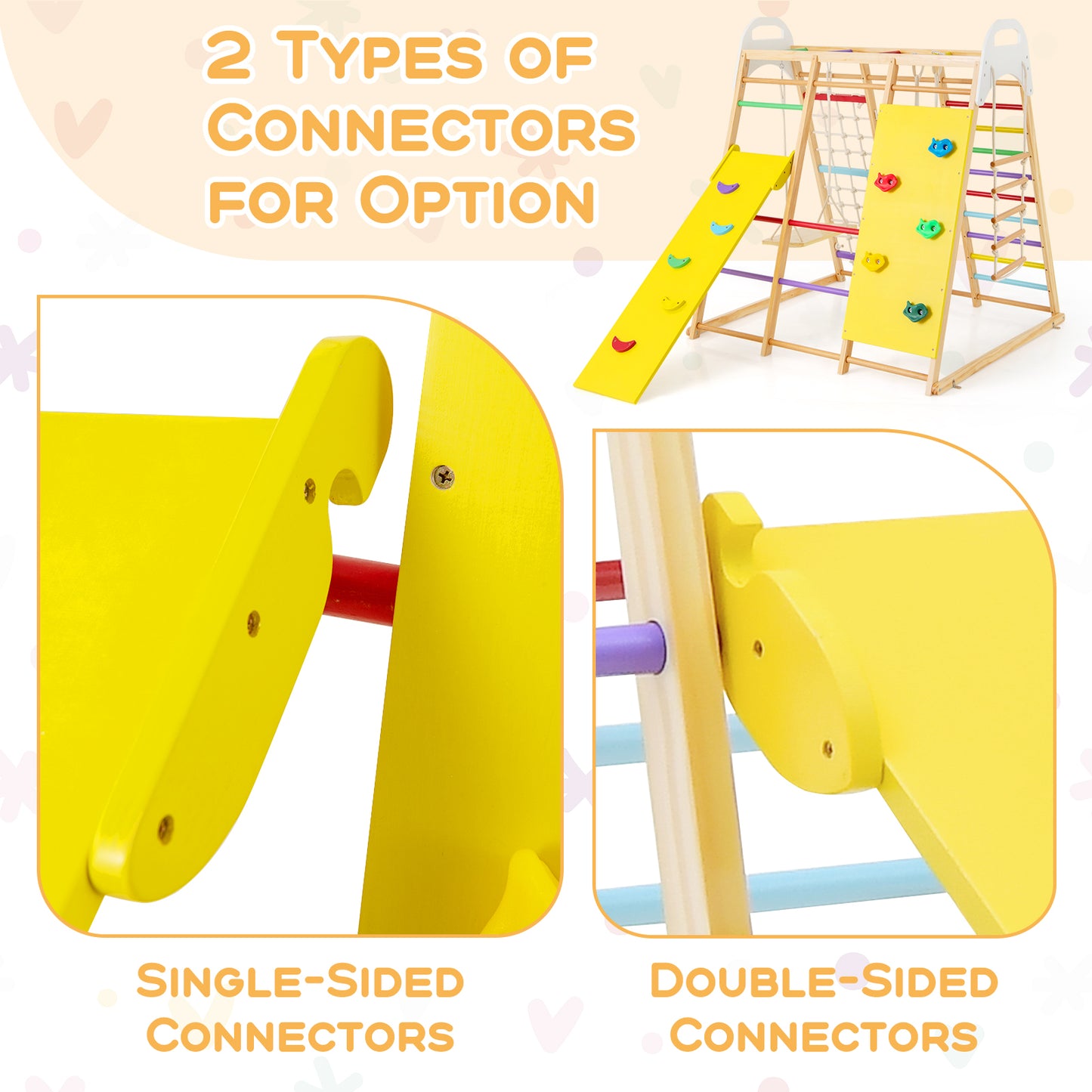 8-in-1 Wooden Jungle Gym Playset with Slide and Monkey Bars-Multicolor Kids Crystal