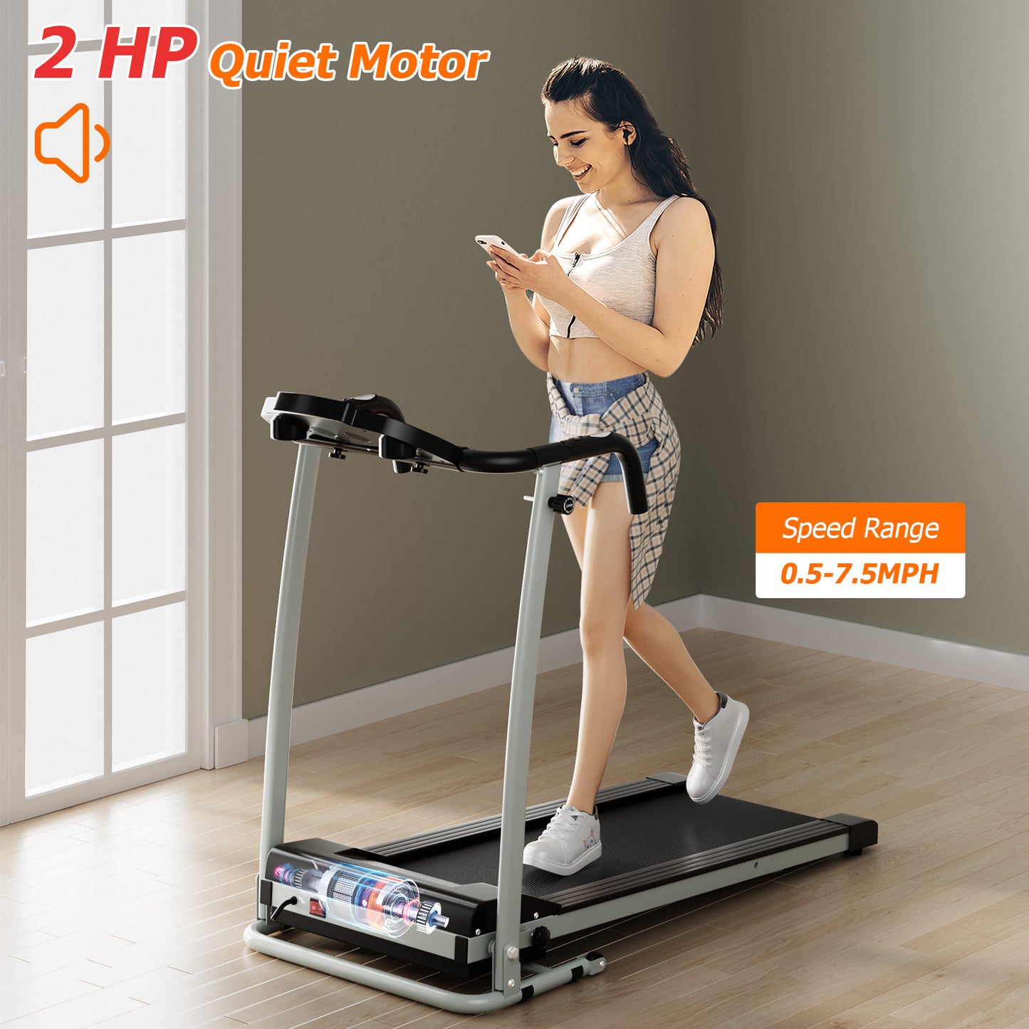 Folding Treadmill with 12 Preset Programs and LCD Display-Black Kids Crystal