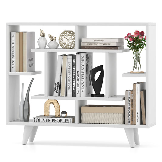 Geometric Bookcase with Anti-Tipping Kit and Storage Shelving Unit-White Kids Crystal
