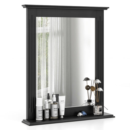 Wall-Mounted Multipurpose Vanity Mirror with Shelf-Black Kids Crystal