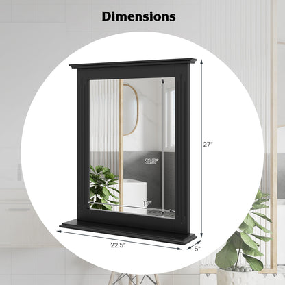 Wall-Mounted Multipurpose Vanity Mirror with Shelf-Black
