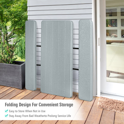 Indoor and Outdoor Folding Picnic Table Bench Set with Wood-like Texture-Gray