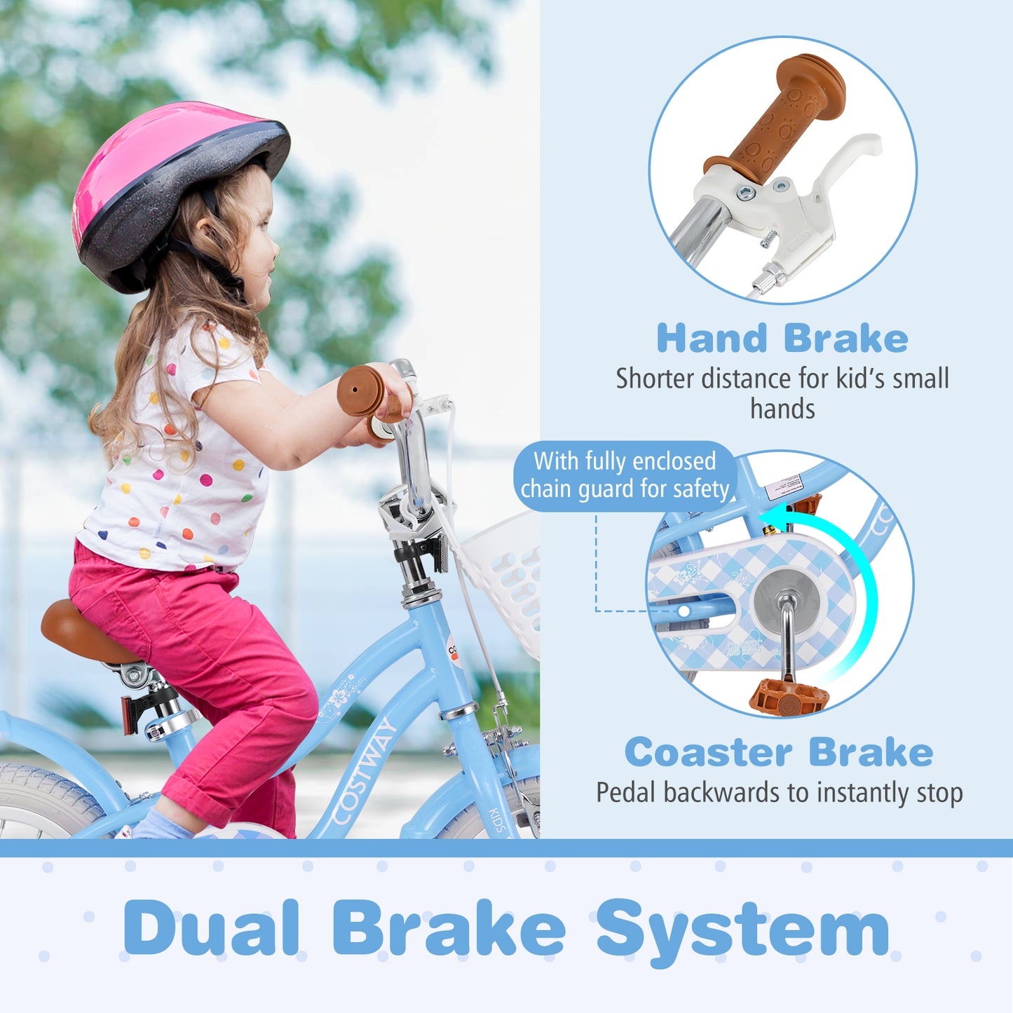 14 Inch Kids Bike with Adjustable Handlebar and Seat for 3-5 Year Old Kids Crystal