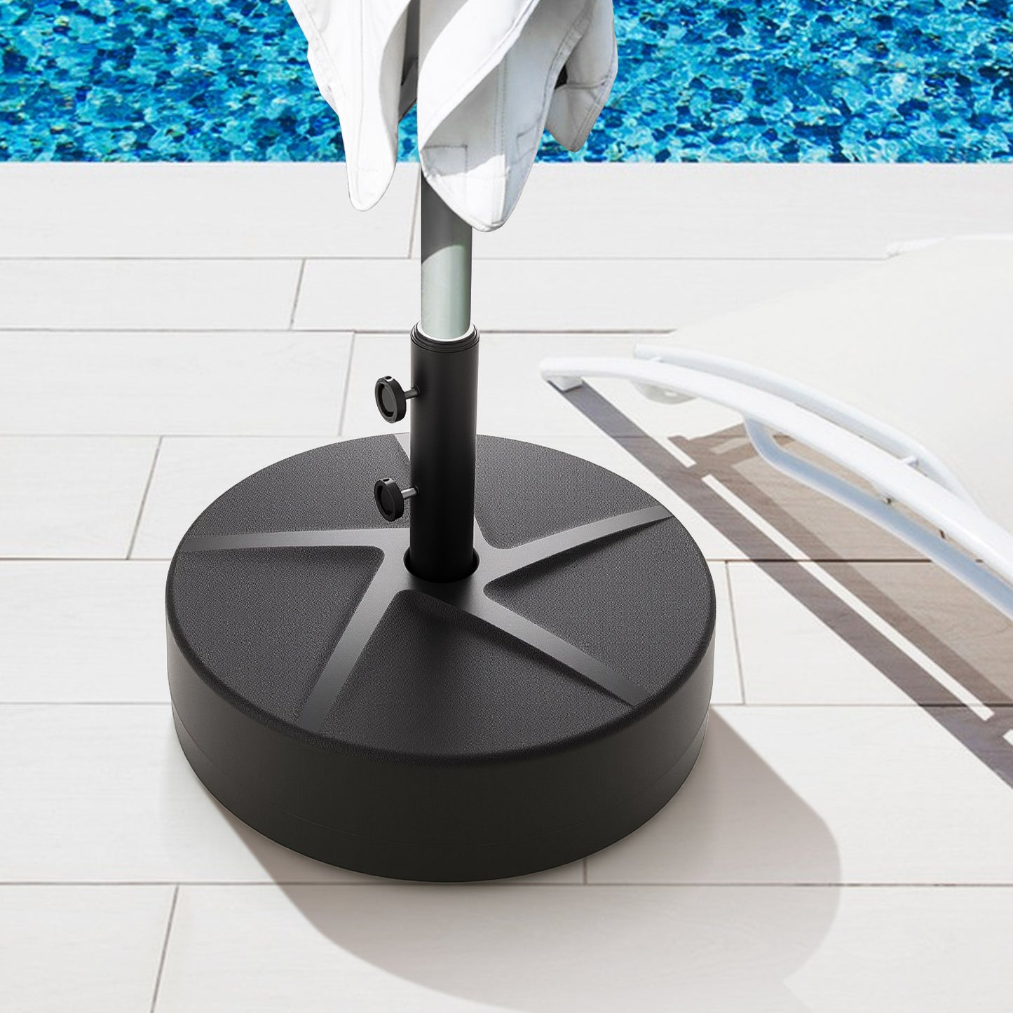 Patio Umbrella Base 88LBS Capacity Water and Sand Fillable Market Table Umbrella Stand-Black