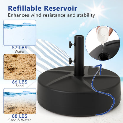 Patio Umbrella Base 88LBS Capacity Water and Sand Fillable Market Table Umbrella Stand-Black