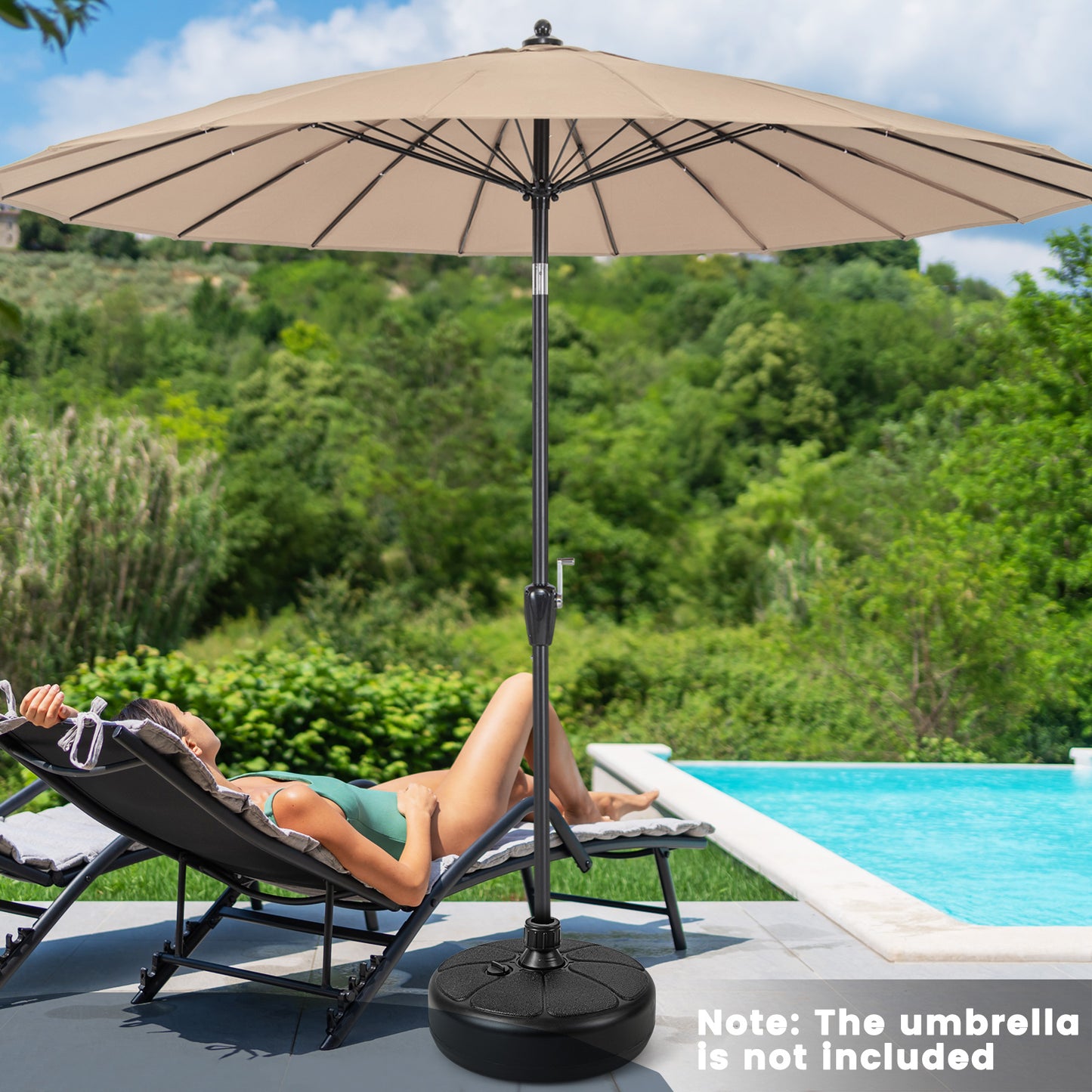 27 lbs Fillable Round Umbrella Base Stand for Yard Garden Poolside Kids Crystal