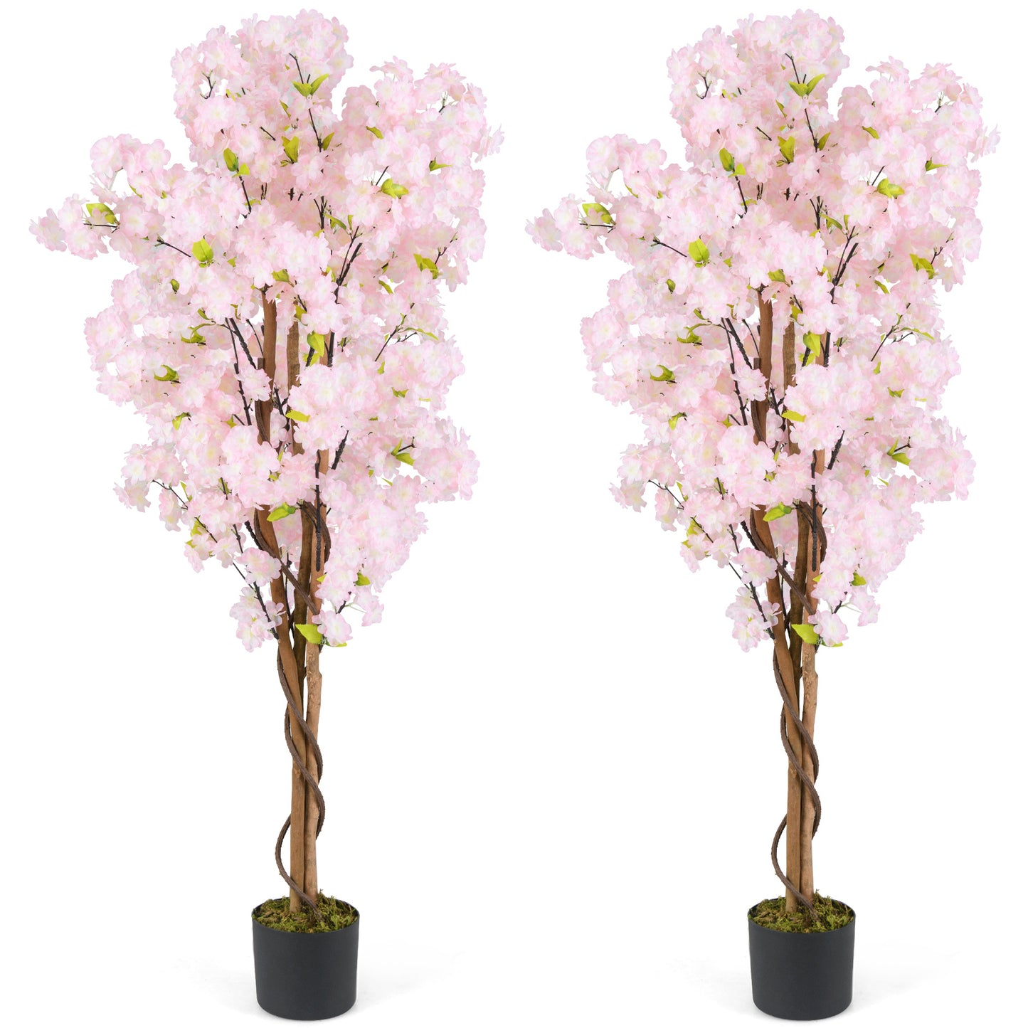 5 FT Tall Artificial Cherry Blossom Tree with Pink Flowers-2 Pack Kids Crystal