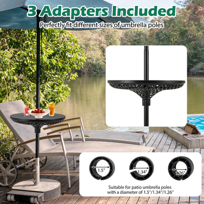 Patio Umbrella Table Tray Adjustable with Umbrella Poles-Black