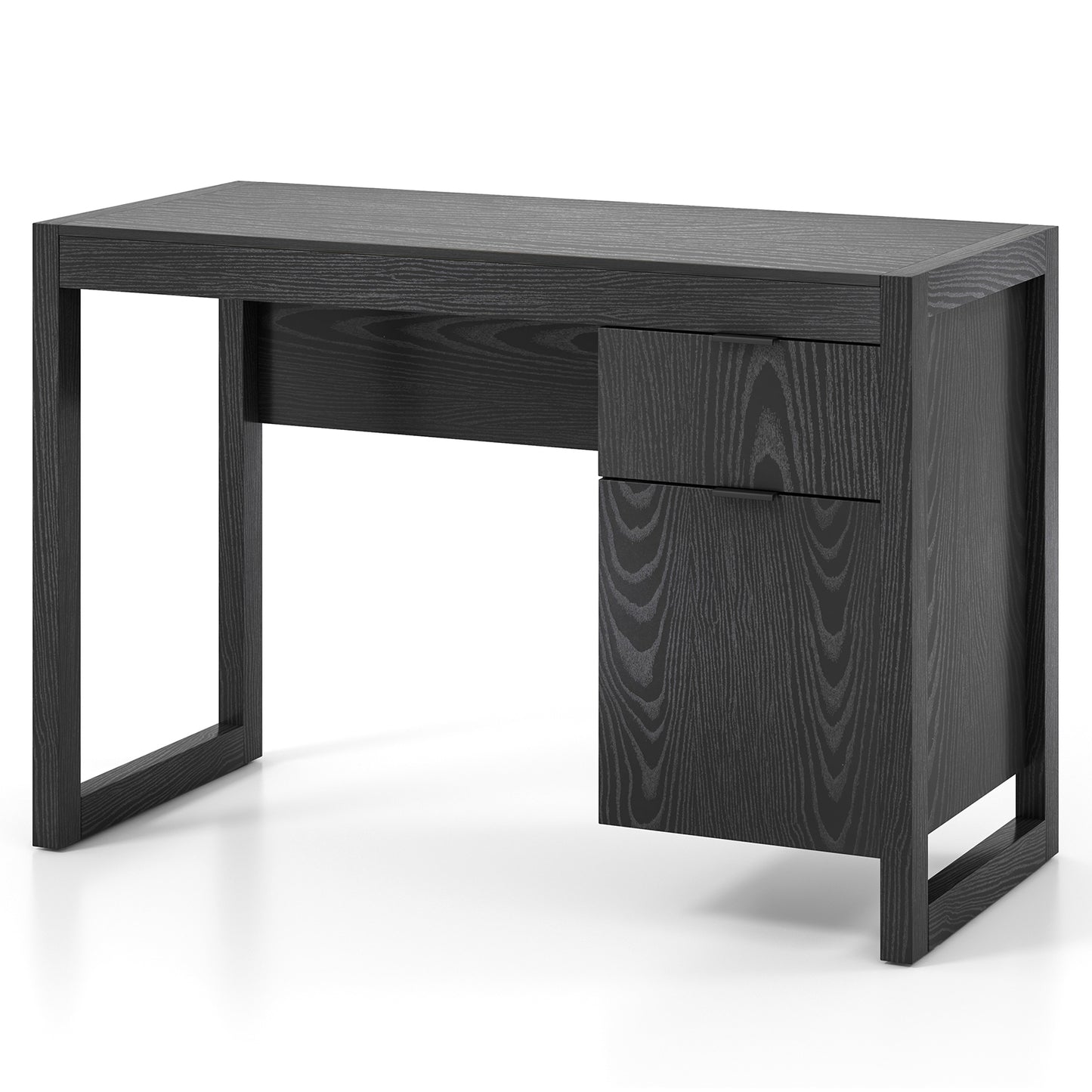 Modern Computer Desk Writing Workstation with Cabinet and Drawer-Black Kids Crystal