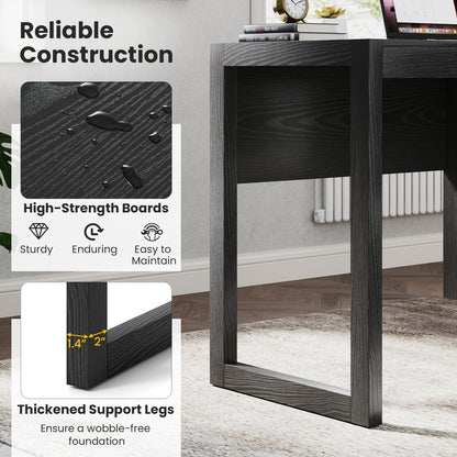 Modern Computer Desk Writing Workstation with Cabinet and Drawer-Black