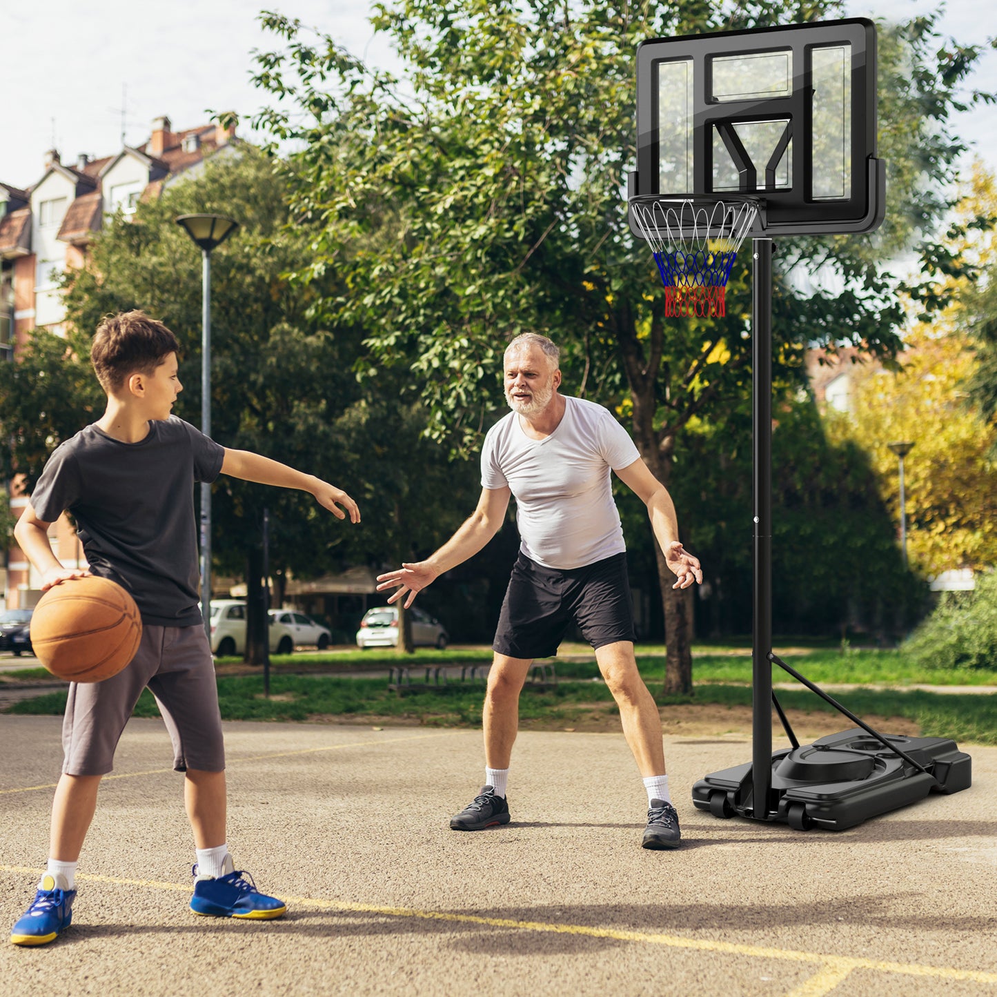 Portable Basketball Hoop with 9-Position Adjustable Height Kids Crystal