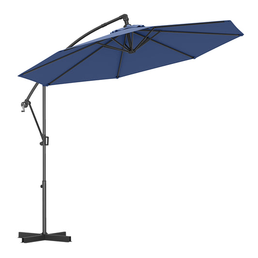 10 Feet Offset Hanging Umbrella with Base and Infinite Tilt-Navy Kids Crystal