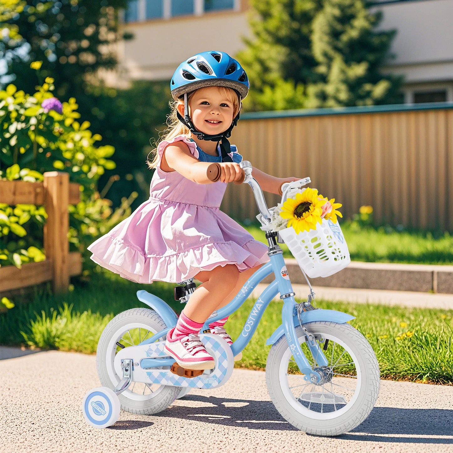 12 Inch Kids Bike with Adjustable Handlebar and Seat for 3-4 Year Old Kids Crystal