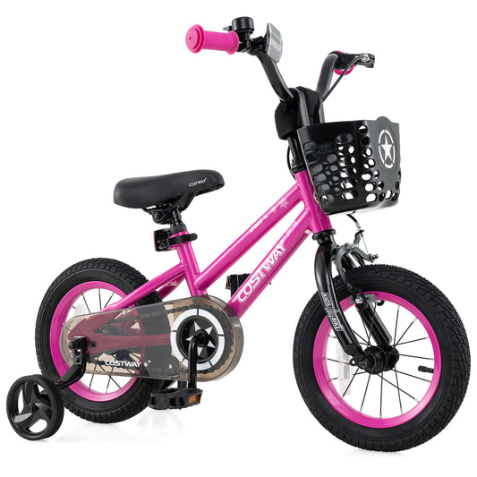 12 Inch Kids Bike Adjustable Bicycle with Front Basket for Children Aged 3-4 Years Old Kids Crystal