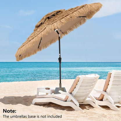 9 Feet Solar Powered Thatched Tiki Patio Umbrella with Led Lights