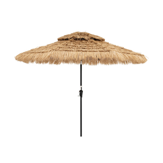 9 Feet Solar Powered Thatched Tiki Patio Umbrella with Led Lights Kids Crystal