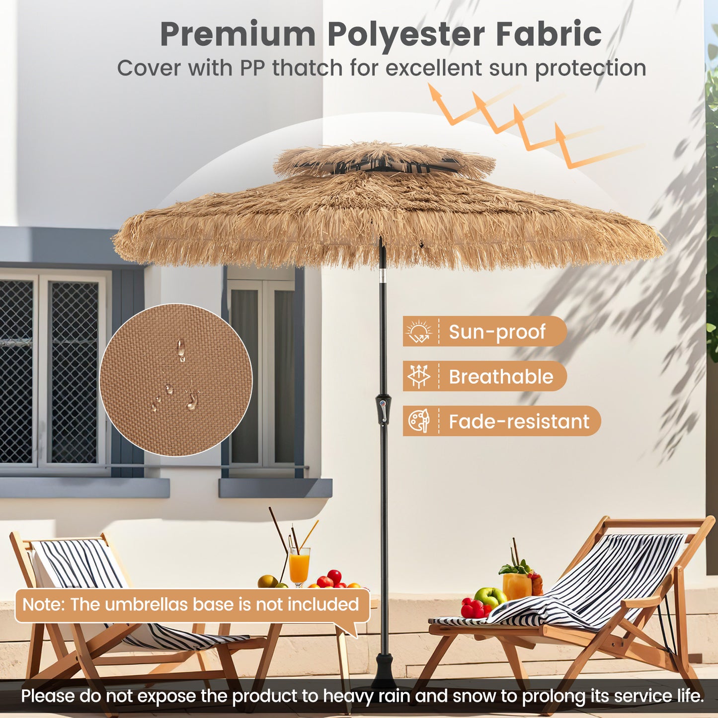 9 Feet Thatched Tiki Umbrella with 8 Ribs Kids Crystal