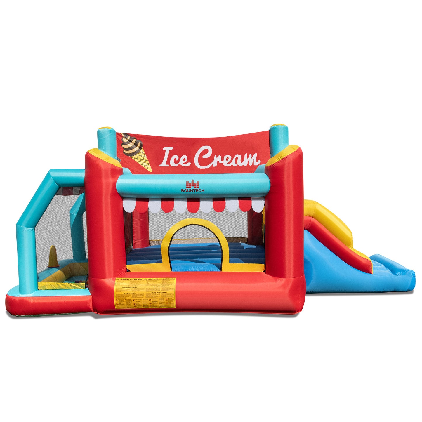 5-in-1 Ice Cream Inflatable Bounce House with Ball Pit and Slide without Blower Kids Crystal
