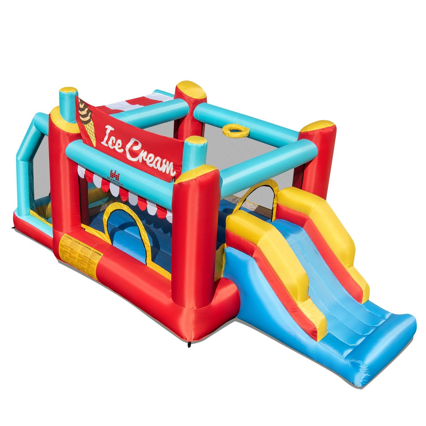 5-in-1 Ice Cream Inflatable Bounce House with Ball Pit and Slide without Blower Kids Crystal