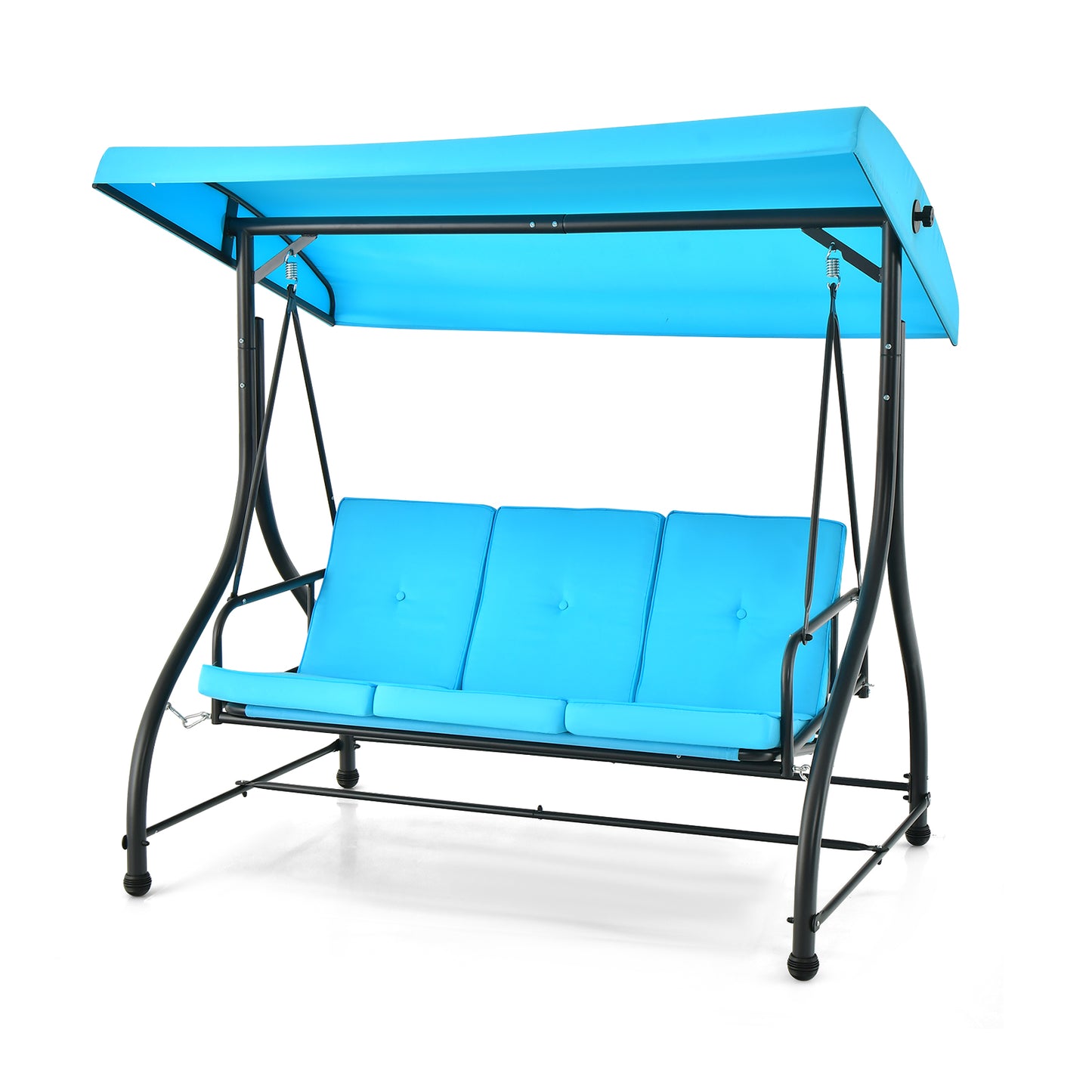 3 Seat Outdoor Porch Swing with Adjustable Canopy-Blue Kids Crystal