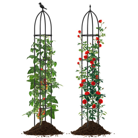GIANTEX 2-Pack Garden Obelisk Trellis for Climbing Plants-Black Kids Crystal