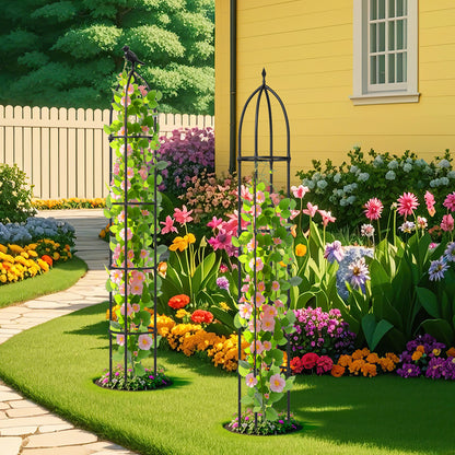 GIANTEX 2-Pack Garden Obelisk Trellis for Climbing Plants-Black