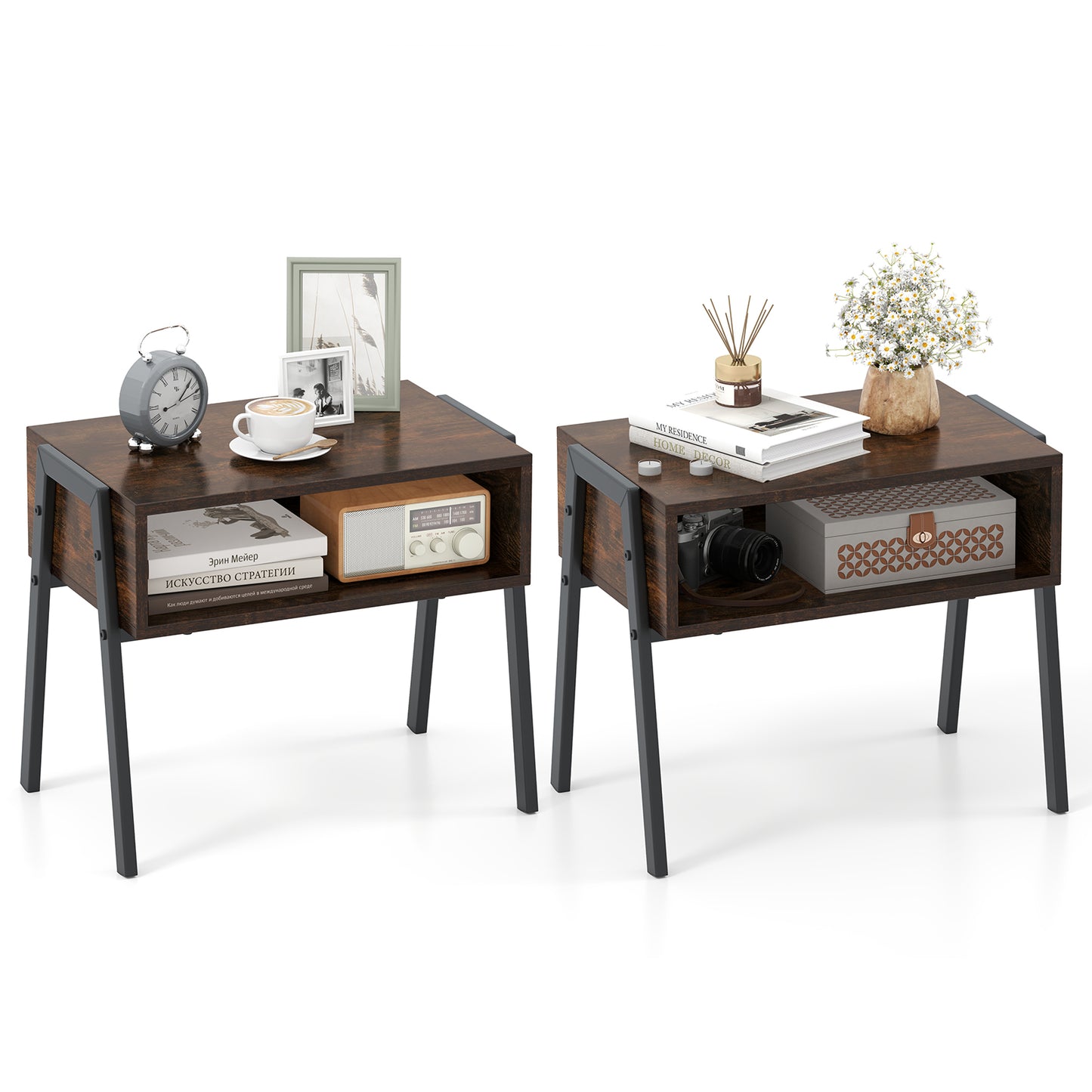 2 Pieces Stackable Night Stand Bedside End Table Set Kids Crystal