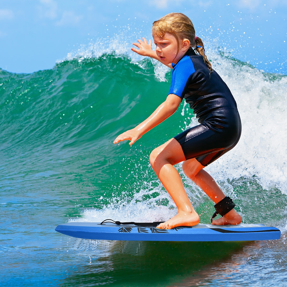 Super Lightweight Bodyboard Surfing with Leash EPS Core Boarding-L Kids Crystal