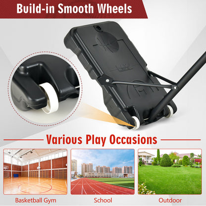 4.3-8.2 FT Portable Basketball Hoop with Adjustable Height and Wheels-Red