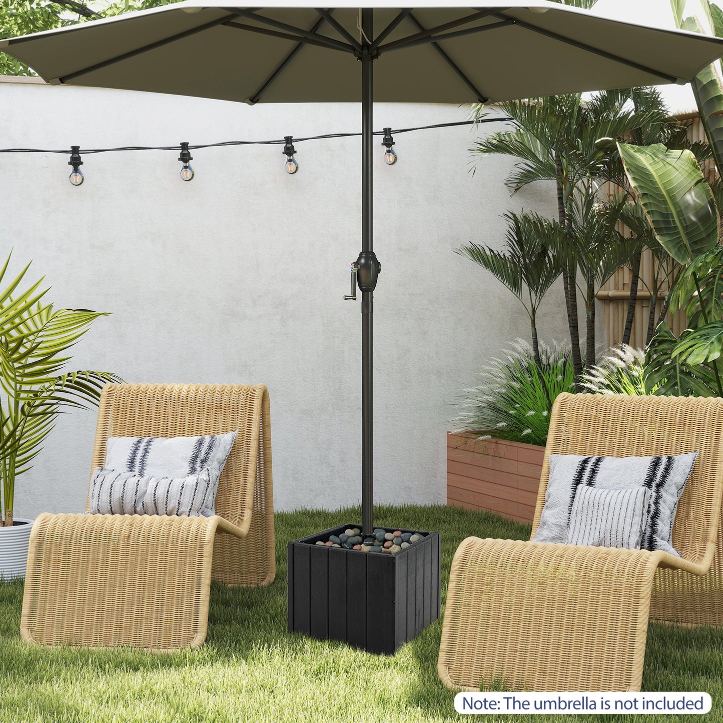 2-in-1 Outdoor Umbrella Base Planter Patio Umbrella Stand with Flower Box-Black Kids Crystal