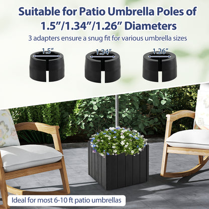 2-in-1 Outdoor Umbrella Base Planter Patio Umbrella Stand with Flower Box-Black