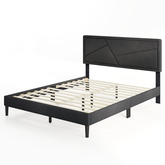 Twin/Full/Queen Size Upholstered Platform Bed Frame with High Headboard-Queen Size Kids Crystal