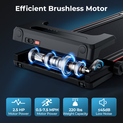 3-in-1 Folding Treadmill with Large Desk and LCD Display-Black