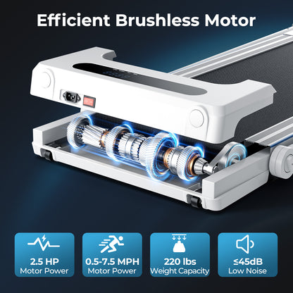 2.25HP 3-in-1 Folding Treadmill with Table Speaker Remote Control-White