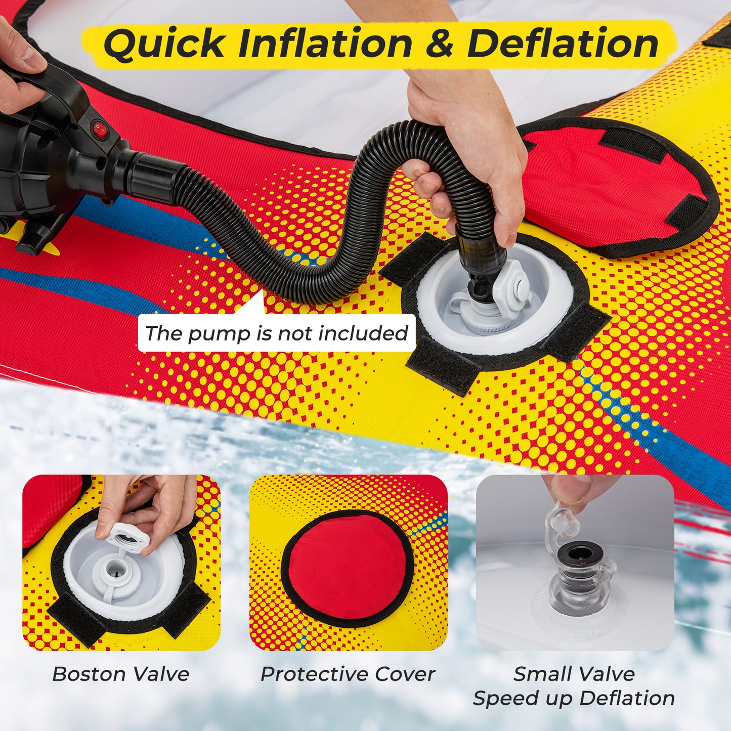 1 or 2 Person Inflatable Towable Tube for Boating with Drainage Kids Crystal