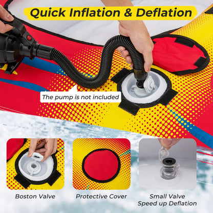 1 or 2 Person Inflatable Towable Tube for Boating with Drainage