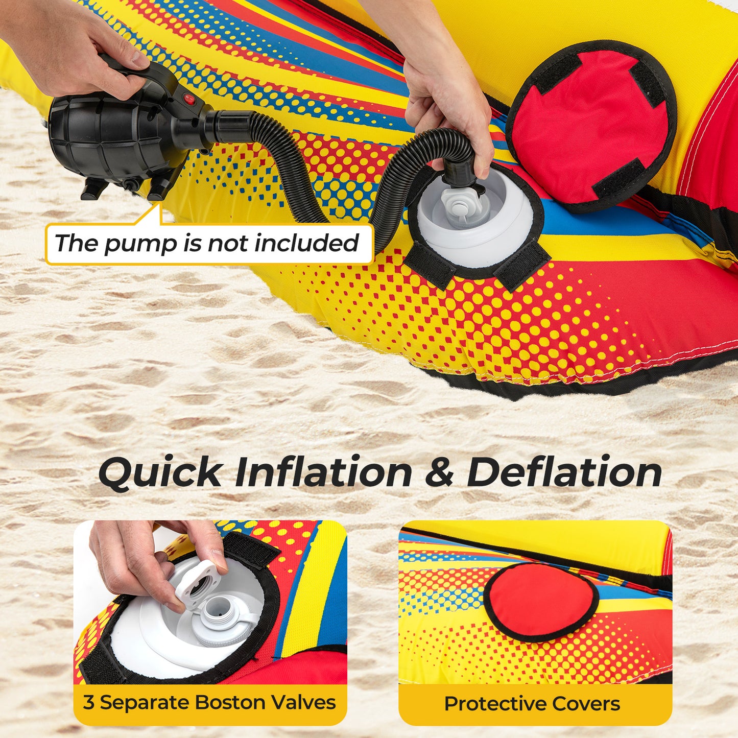 1 or 2 Person Inflatable Towable Tube Banana Boat for Boating Kids Crystal