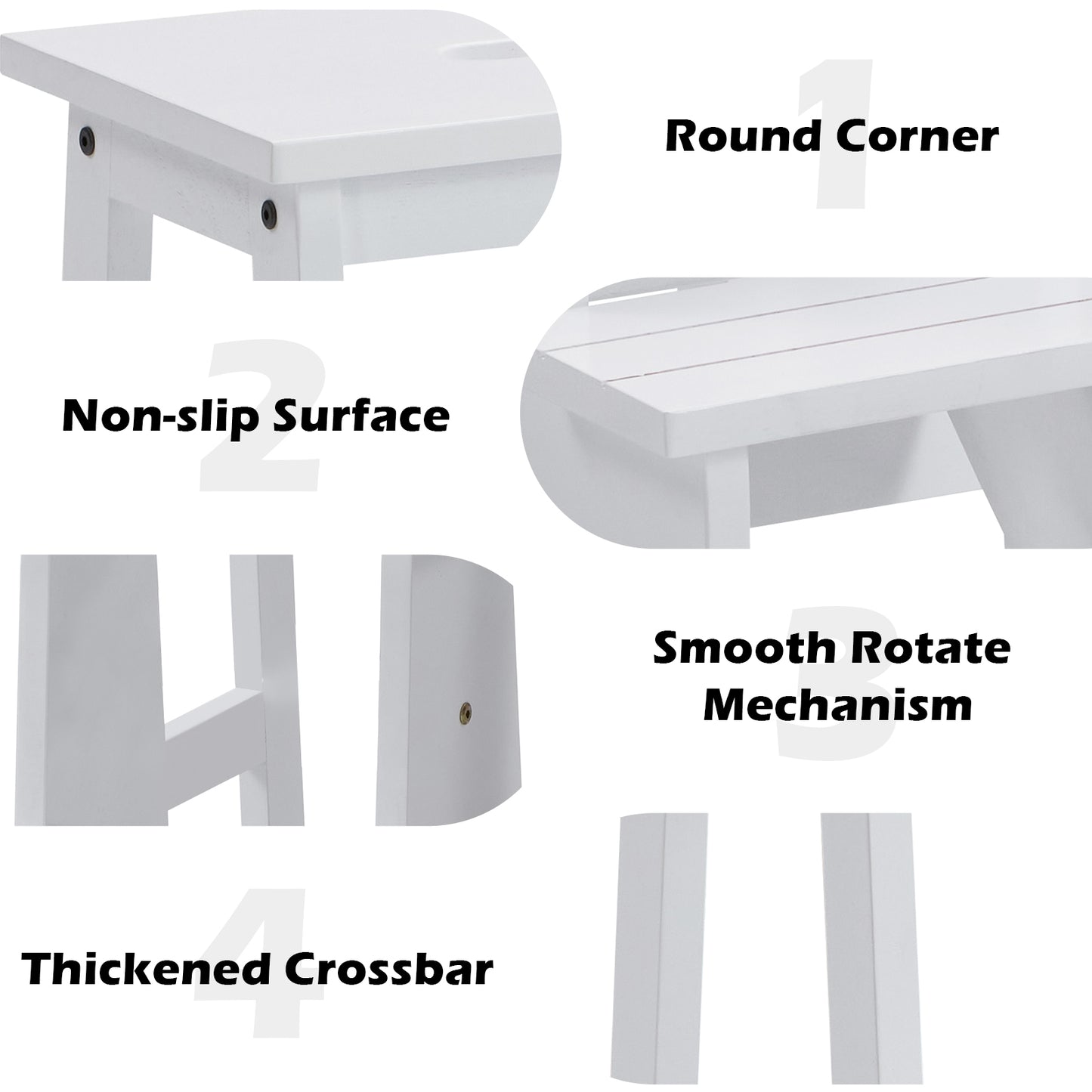 3-Tier Step Stool 3 in 1 Folding Ladder Bench-White Kids Crystal