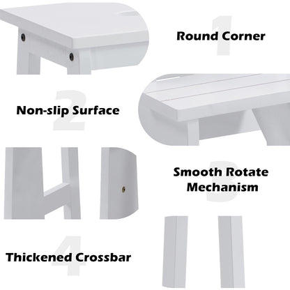 3-Tier Step Stool 3 in 1 Folding Ladder Bench-White