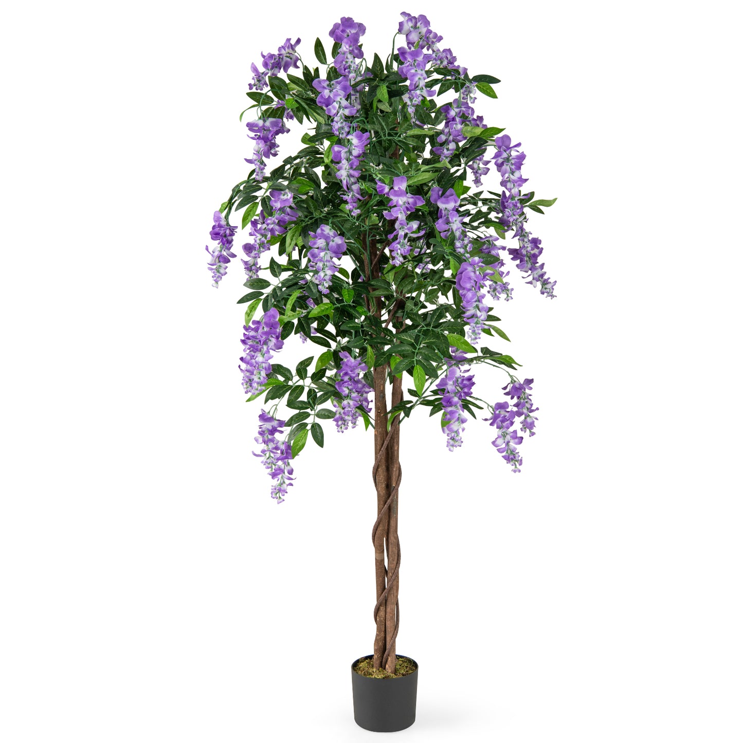 5.5 FT Faux Wisteria Plant in Nursery Pot with Blooming Flowers-Purple Kids Crystal