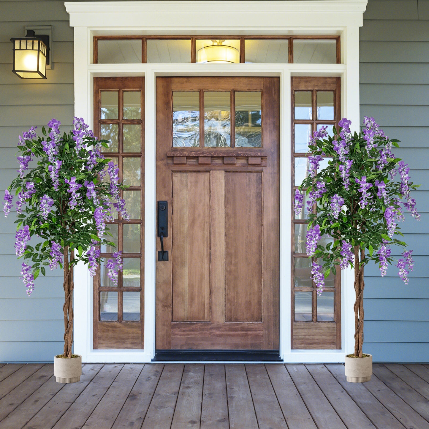5.5 FT Faux Wisteria Plant in Nursery Pot with Blooming Flowers-Purple Kids Crystal