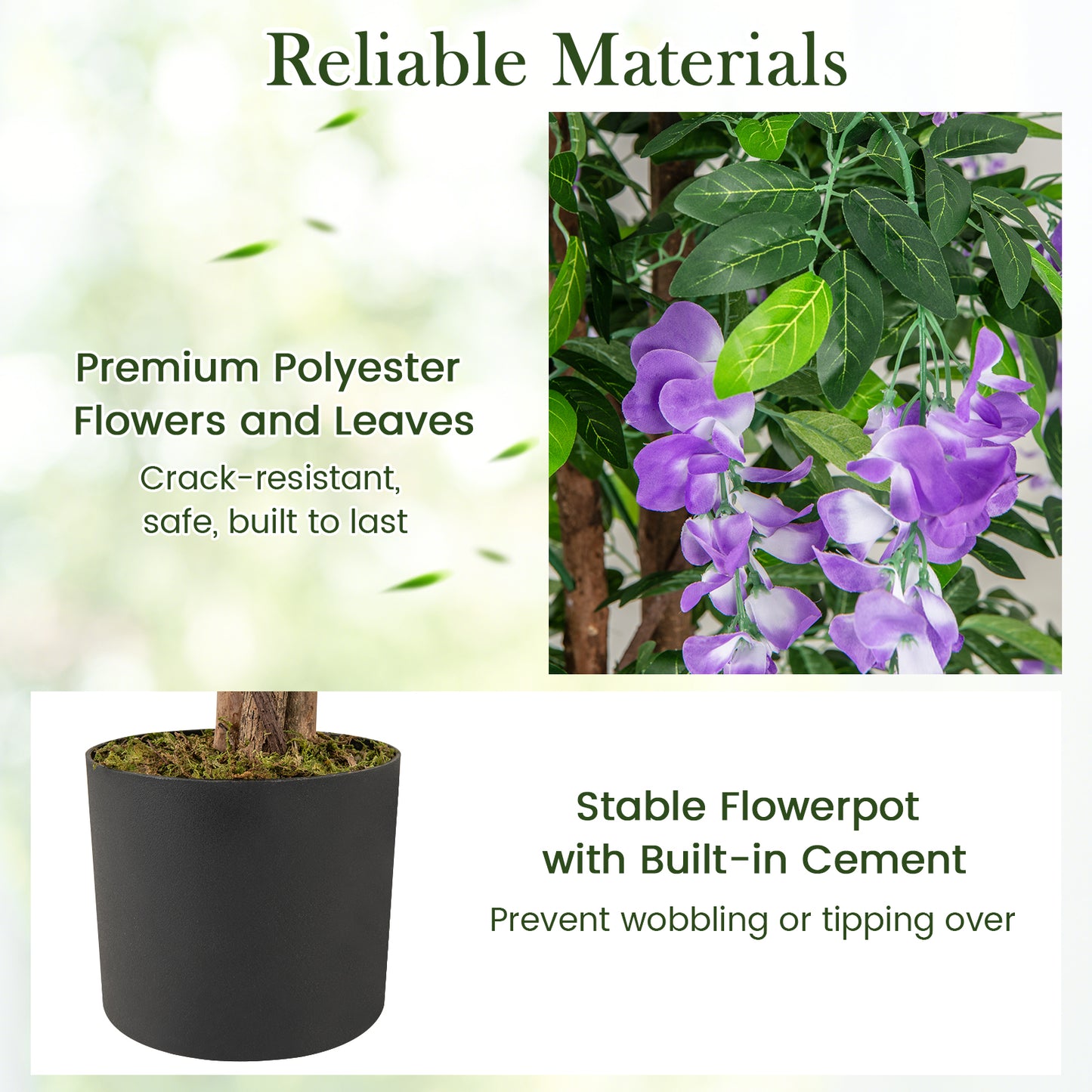 5.5 FT Faux Wisteria Plant in Nursery Pot with Blooming Flowers-Purple Kids Crystal